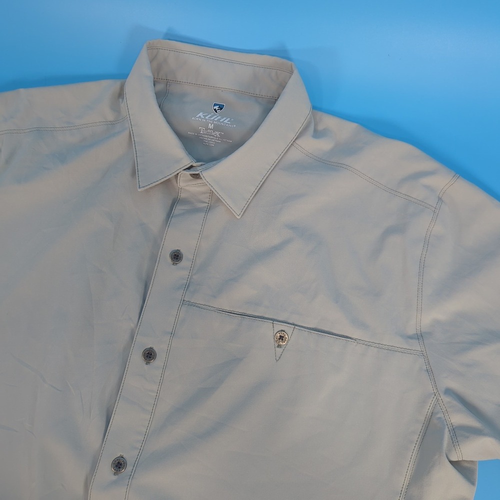 Kuhl Tufflex Mens Medium Gray Short Sleeve Button Down Hiking Shirt Style 3069